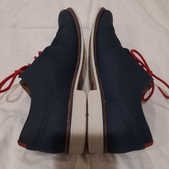 1901 | Shoes | 91 Mens Oxford Saddle Shoes Loafers Dress  1901 Saddle Shoes Oxford Leather Suede Lace Up Derby Navy Blue & Red Mens 11.5